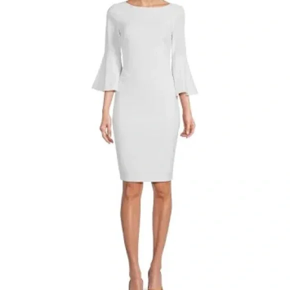 green emerald velvet dress Calvin Klein Lace-Up V-Neck Zipper Sleeve Dress Black Gold Detailing S main image 1